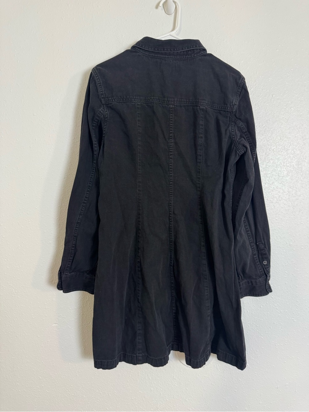 Madewell washed black denim seemed long sleeve mini shirt dress - Picture 6 of 6